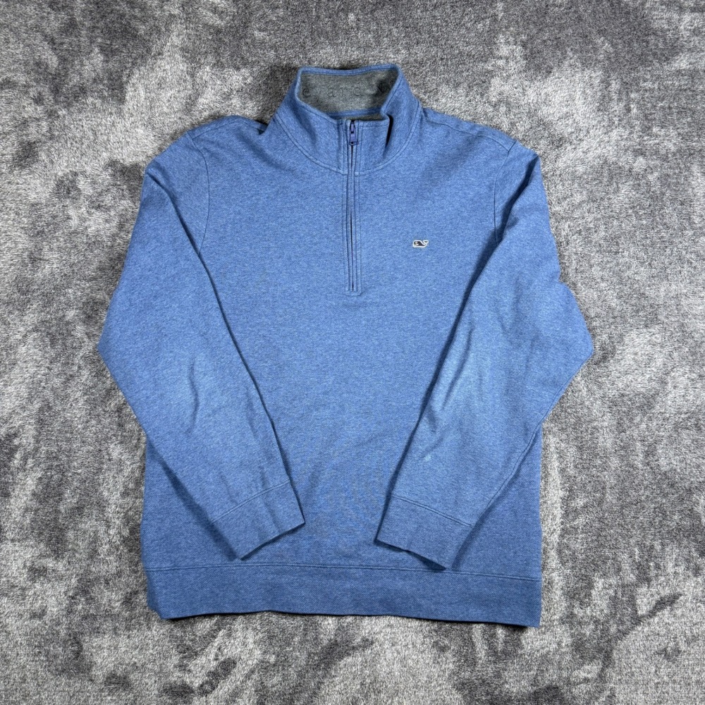 Vineyard Vines Performance Quarter Zip Pullover Blue Mens XL Heathered Sweater